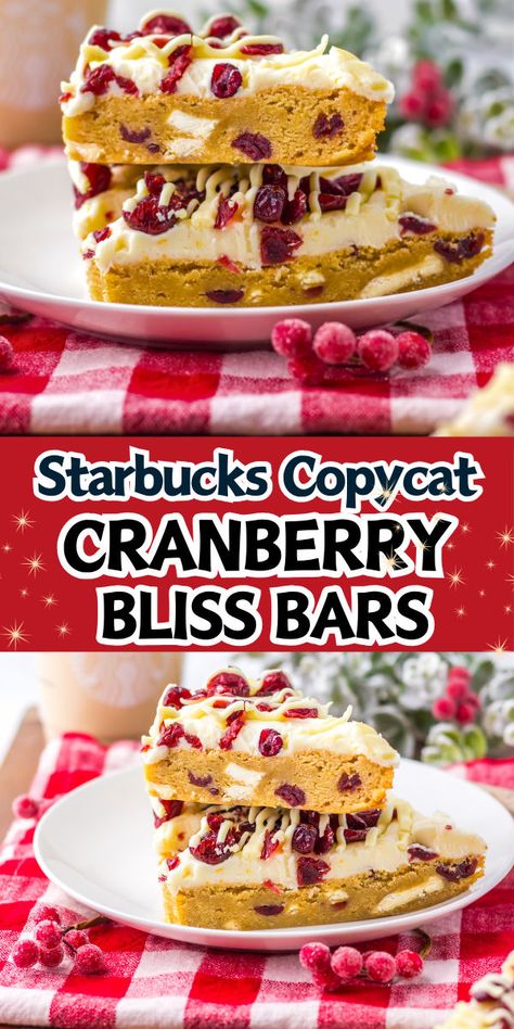 Cranberry bliss bars stacked on a white plate. Homemade Cranberry Bliss Bars, Starbucks Copycat Cranberry Bliss Bars, Cranberry Bars Recipe Easy, Starbucks Cranberry Bliss Bars Recipe, Chewy Bars Recipe, Copycat Starbucks Cranberry Bliss Bars, Cranberry Bars With Cream Cheese, Cinnamon Roll Bliss Bars, Cranberry Bliss Bars Starbucks Recipe