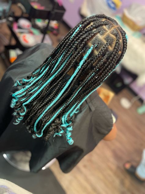 Blue Kids Knotless Braids Knotless Braids Hairstyles For Kids, Kid Knotless Braids, Blue Knotless, Kids Knotless Braids, Braids Hairstyles For Kids, Braids Blue, Knotless Braids Hairstyles, Katy Tx, Hairstyles For Kids