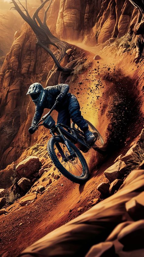 mountain biker tackling, digital painting Motocross Lifestyle, Mt Bike, Bike Logo, R34 Gtr, New Bicycle, Biker Art, Mtb Bike Mountain, Adventure Sports, Bike Mtb