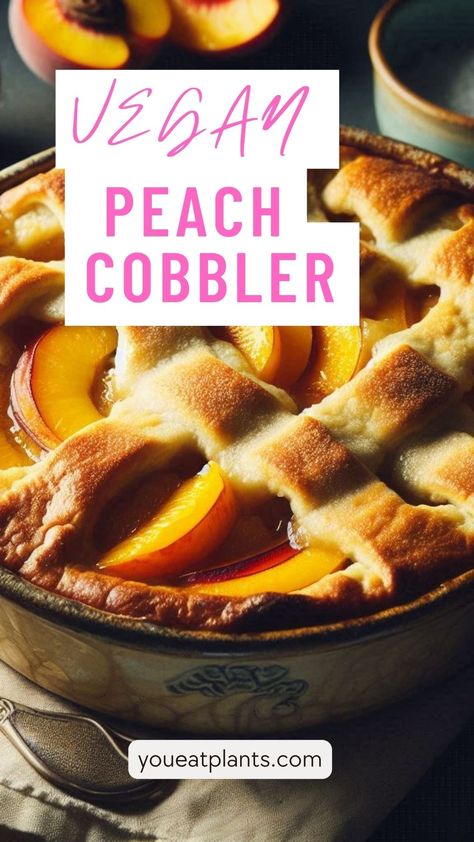 Peach cobbler is a timeless summer dessert, and making it vegan doesn't mean sacrificing flavor or texture. This vegan peach cobbler recipe is simple, Vegan Cobbler, Vegan Vanilla Ice Cream, Vegan Peach Cobbler, Gluten Free Peach Cobbler, Peach Filling, Vegan Peach, Crispy Corn, Peach Cobbler Recipe, Fresh Peaches