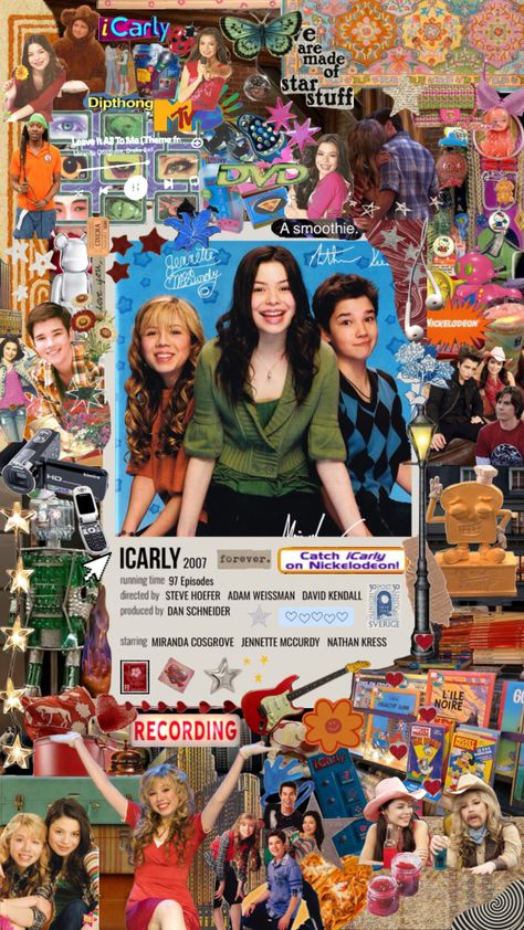 #myfirstshuffle #icarly #vintage #vibes #tv #wallpaper Icarly Carly, Victorious Nickelodeon, 2000s Tv Shows, Jeannette Mccurdy, Hollywood Arts, Icarly And Victorious, Nathan Kress, Dan Schneider, Tv Wallpaper