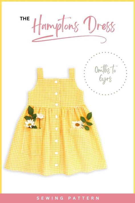 The Hamptons Dress sewing pattern (0mths to 6yrs). The Hamptons sewing dress and top pattern for girls is a layered pdf sewing pattern for children, toddlers, newborns, infants in sizes 0 months to 6 years. The designer says that you should choose the size accordingly to your child's measurements, not by the age. SewModernKids Toddler Girl Dress Pattern, Toddler Dress Pattern, Dress Top Pattern, Hamptons Dress, Toddler Dress Patterns, Casual Frocks, Sewing Dress, Frock Patterns, Girl Dress Pattern