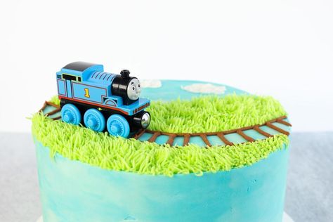 Thomas Train Birthday Cake Buttercream, Buttercream Train Cake, Thomas Train Birthday Cake, Thomas The Train Cake, Thomas Train Birthday, Thomas Train Cake, Thomas Cakes, Train Birthday Cake, Thomas Train