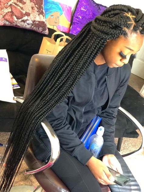 Hairstyle With Suit, Lil Girl Hairstyles Braids, Traditional Box Braids, Braid Beauty, Triangle Box Braids, Black Kids Braids Hairstyles, Black Hair Growth, Big Box Braids, Blonde Box Braids