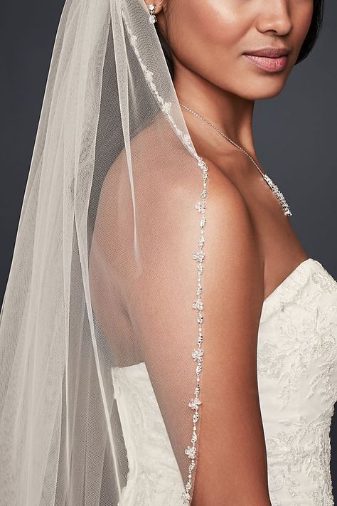 Veil Over Face, Beaded Edge Veil, Ivory Bridal Veil, Floral Headpiece Wedding, Ivory Wedding Veils, Chapel Length Veil, Cathedral Bridal Veils, Beaded Veils, Ivory Veil