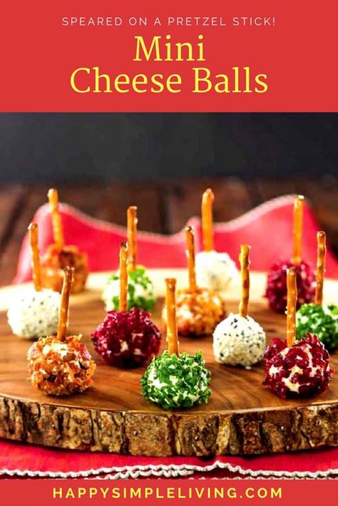 Mini Cheese Balls Recipe Appetizer Recipes On A Stick, Mini Cheese Balls With Pretzel Sticks, Christmas Fruit Skewers, Cheese Balls With Pretzel Sticks, Fruit And Cheese Skewers, Christmas Hor D'oeuvres, Mini Cheese Ball Bites, Mini Cheeseballs, Charcuterie Skewers