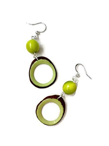 PRICES MAY VARY. Organic Tagua Nut Earrings in Lime Green, Handmade in Ecuador Pink Tagua Nut Earrings Earrings Length: 2 1/8 Earrings Width: 7/8 Tagua Jewelry, Tagua Nuts, Ecuador, Lime Green, Dangle Earrings, For Free, Wood, Green, Pink