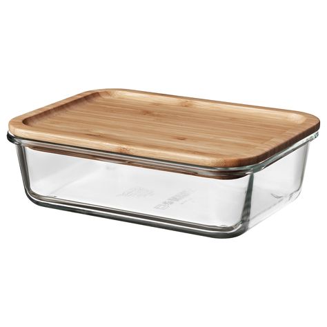 IKEA 365+ Food container with lid, rectangular glass/bamboo, 34 oz Eat now. Or later. It’s easy to store and heat food in this durable food container in oven-proof glass. The material doesn’t absorb odors or discolor and is perfect when you want to enjoy home-cooked meals with family. 365 Jar, Ikea Food, Ikea 365, Waste Free, Zero Waste Living, Zero Waste Lifestyle, Low Waste, Eco Living, Lunch Containers