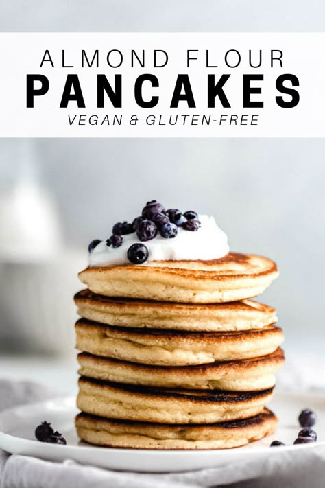 These almond flour pancakes are light, fluffy and SO easy to make! All you need is 7 simple ingredients to make these grain-free and keto pancakes everyone will love! #almondflour #pancakes #pancakerecipe #glutenfree #keto Keto Pancakes Almond Flour, Pancakes Almond Flour, Pancakes Simple, Grain Free Pancakes, Almond Flour Pancakes, Pancakes Vegan, Flour Pancakes, Keto Pancakes, Gluten Free Pancakes