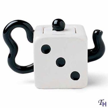 Fitz & Floyd  "Black & White Dice"  miniature teapot Sculpture Teapot, Goth Teapot, Gothic Tea Kettle, Slab Teapot, Tetsubin Teapots, Cute Teapot, Novelty Teapots, Teapots Unique, Unique Tea