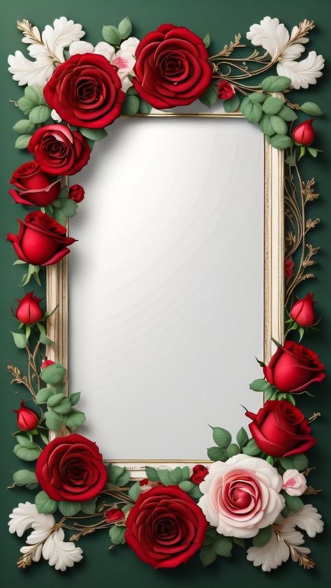 Flower Background Design, Flower Picture Frames, Wedding Card Frames, Floral Cards Design, Photo Frame Wallpaper, Flower Graphic Design, Photo Art Frame, Floral Border Design, Rose Frame