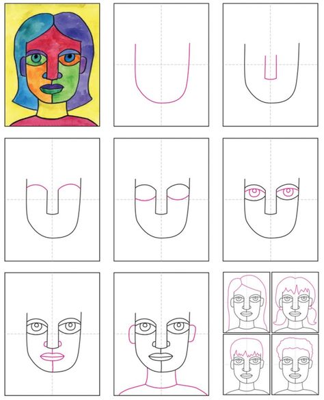 Draw an Abstract Self Portrait · Art Projects for Kids Art Integration Lessons, Cubist Portraits, Self Portrait Drawing, Self Portrait Art, Draw Faces, Cubist Art, Art Projects For Kids, Cubism Art, Picasso Art