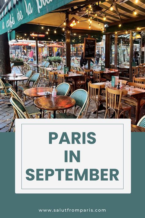 Explore Paris in September with this ultimate guide full of tips based on experiences. A trip to Paris in September is an excellent idea. It is still summer in France’s capital, with the weather likely to be fantastic, but with a bit fewer crowds than in August, and an overall energetic and positive vibe. | salutfromparis.com France In September, Paris River Cruise, Paris Weather, Paris Adventure, Best Cafes In Paris, Paris Weekend, Summer In France, September Travel, Paris Trip Planning