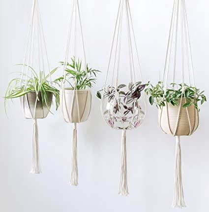 Amazon.com: Mkono Macrame Plant Hangers Simple Design Indoor Hanging Planter Decorative Flower Pot Holder Cotton Rope for Indoor Outdoor Home Decor, 6 Legs More Stable 40 Inch, 2 Pack: Kitchen & Dining Outdoor Plant Hanger, Instagram Props, Pot Gantung, Wall Planters Indoor, Macrame Planter, Modern Boho Decor, Hanging Planters Indoor, Instagram Graphics, Hanging Plant Holder