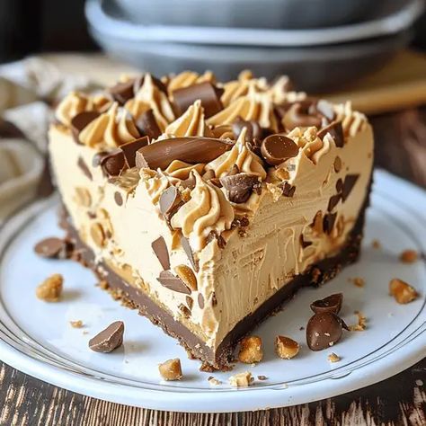 No-Bake Peanut Butter Cheesecake: creamy, rich, and easy to make with no oven required. Perfect for peanut butter lovers! Try it today! Refrigerator Pickled Vegetables, Pickled Vegetables Recipe, Cracker Toffee, Peanut Butter No Bake, How To Make Cheesecake, Peanut Butter Cheesecake, Rich Desserts, Peanut Butter Filling, Baked Cheese