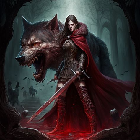 Huge Wolf, Wolf Goddess, Werewolf Books, Red Riding Hood Wolf, Red Riding Hood Art, Demon Wolf, Witch Pictures, Rottweiler Love, Wolves And Women