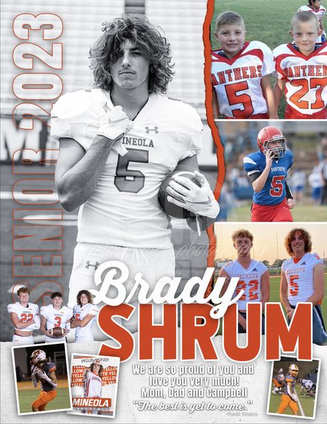 Senior Spotlight Ideas, Football Program Ad Ideas, Senior Ad Ideas, Senior Book, Football Ads, Senior Ads, Yearbook Ad, Senior Banner, Yearbook Spreads