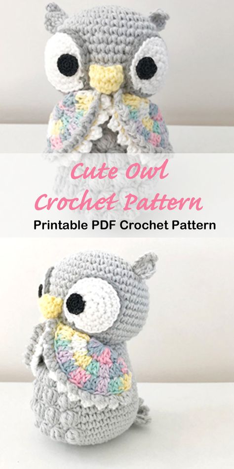 Owl Lovey Crochet Pattern, Free Pug Crochet Pattern, Owl Lovey Crochet Pattern Free, Amigurumi Owl Pattern, Crochet Owl Pattern Free Amigurumi, Free Crochet Owl Patterns, Crochet Armigami, Free Owl Crochet Patterns, Plushie Crochet Pattern Free