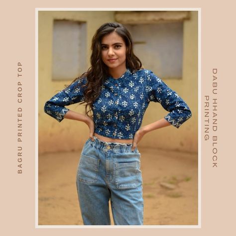 Crop Top For Jeans Indian, Crop Top Skirt Western, Indo Western Tops For Jeans, Cotton Crop Tops Designs For Jeans, Crop Tops Designs For Jeans, Indo Western Tops, Tops Designs For Jeans, Indian Crop Top, Ethnic Crop Top