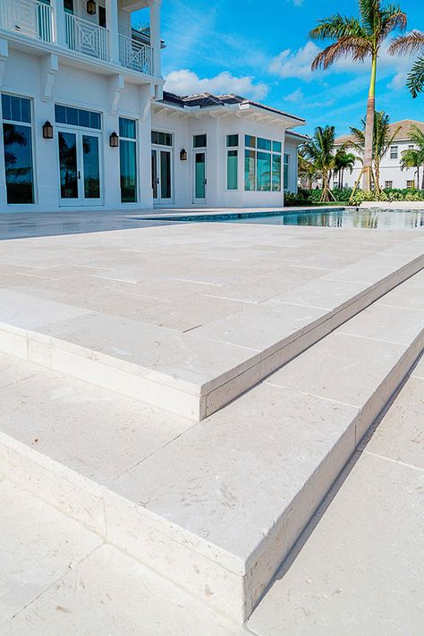 Tiled Pool Steps, Limestone Walkway, Limestone Pool, Travertine Pool Decking, Limestone Patio, Coping Tiles, Pool Paving, Limestone Pavers, Mount Martha