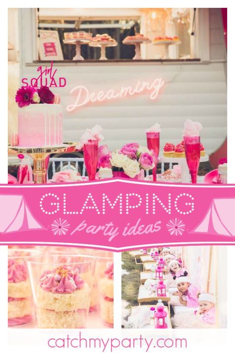 Candy Table Decorations, Glamping Birthday Party, 80s Party Decorations, Glamping Birthday, Minnie Mouse Balloons, Glamping Party, Sweet 17, Girls Birthday Party Themes, Girly Party