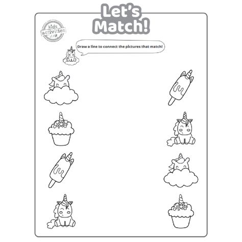 Unicorn Worksheets, Worksheet For Preschoolers, Matching Worksheets, Unicorn Printables, Worksheets Preschool, Addition Worksheets, Daycare Activities, School Help, Free Printable Worksheets