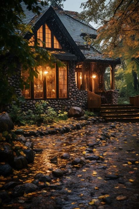 autumn aesthetic Aesthetic House Exterior, Cozy Cabin Aesthetic, Cottage House Exterior, Dream House Aesthetic, Fall Cottage, Aesthetic Cottage, Fairytale House, Cabin Aesthetic, Fairytale Cottage