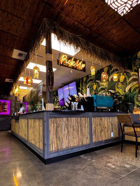 Turtle Bay Smoothie Co - Arlington Washington Tropical Smoothie Cafe Tropical Cafe Design, Smoothie Bar Design, Tropical Bar Design, Beach Cafe Design, Beach Bar Design Ideas, Tropical Cafe, Cafe Plan, Tropical Bar, Tropical Smoothie Cafe