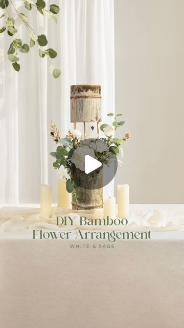 Bamboo Centerpieces, Diy Bamboo, Floral Wedding Decorations, Modern Flower Arrangements, Floral Collection, White Sage, Modern Flower, Faux Flowers, Floral Designs