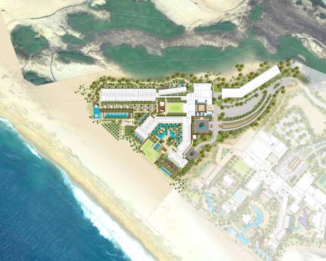 Beach Hotel Architecture, Nobu Hotel, Resort Plan, Hotel Floor Plan, Hotel Photography, Cabo Mexico, Mexico Design, Hotel Plan, Mexico Hotels