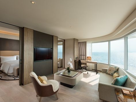 CONRAD MANILA BAY | WOW Architects | Warner Wong Design | Archinect Suit Room, Suite Room Hotel, Apartment Walls, Hospital Interior, Casa Country, Hotel Room Design, Apartment Bedroom Decor, Hotel Interior Design, Hotel Interiors