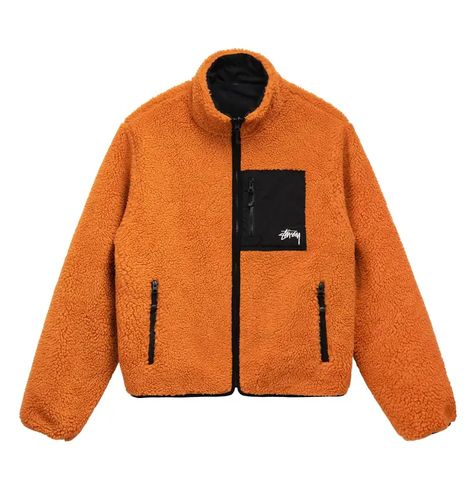 Stussy 8 Ball Sherpa Reversible Jacket ‘Orange’ Stussy 8 Ball Sherpa, Yellowstone Apparel, Orange Tofu, Stussy 8 Ball, Urban Jacket, Custom Leather Jackets, Cafe Racer Jacket, Team Jackets, Riders Jacket