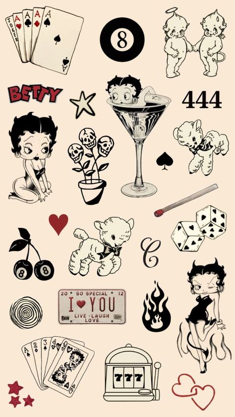 Check out vneomi's Shuffles #myfirstshuffle Betty Boop Tattoo, Betty Boop Tattoos, Cupid Tattoo, Stick Tattoo, Traditional Tattoo Flowers, Fairy Tattoo Designs, Japan Tattoo Design, Flash Tattoo Designs, Betty Boop Art