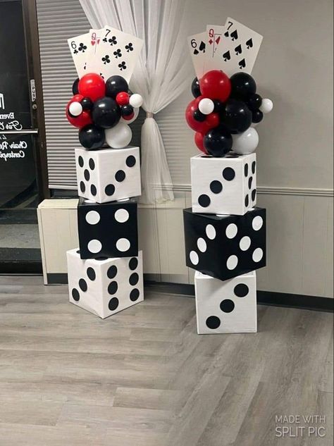 21st Vegas Theme Party, 50th Casino Theme Party, Vegas Theme Balloon Garland, Casino Party Favors For Adults, Casino Royale Prom Theme, Casino First Birthday, Spades Theme Party, Casino Nights Theme Party, 80th Birthday Casino Theme