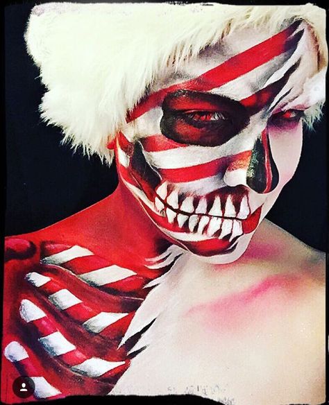 Great makeup for the 2021 holiday season! Holiday Makeup Looks Christmas, Makeup Ideas Christmas, Candy Cane Makeup, Christmas Makeup Looks, Xmas Makeup, Christmas Skull, Christmas Candy Canes, Christmas Makeup Look, Holiday Makeup Looks