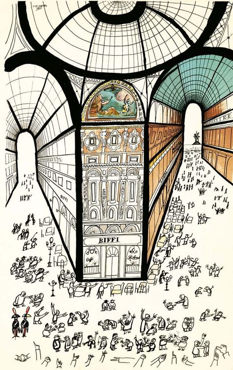 Saul Steinberg, Galleria di Milano, 1951 Saul Steinberg, Alberto Giacometti, Alexander Calder, Color Film, Urban Sketchers, Coloured Pencils, Art Institute Of Chicago, Map Design, The New Yorker