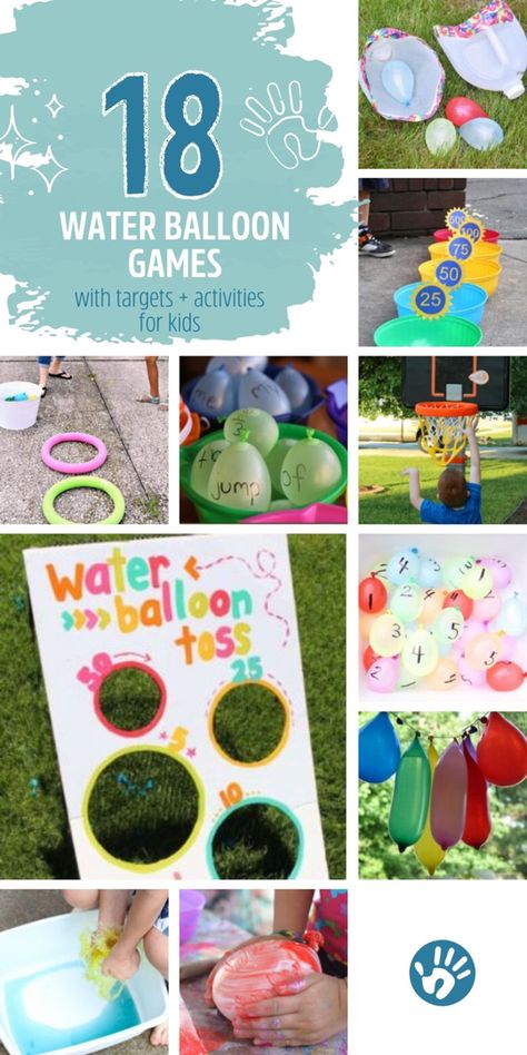 Stock up on water balloons and check out these fun water balloon games and activities with your toddlers and preschoolers using simple supplies from home. Paint Balloons, Water Balloon Games, Easy Party Games, Pool Party Games, Balloon Games, Graduation Party Games, Simple Activities, Learn Through Play, Carnival Birthday Parties