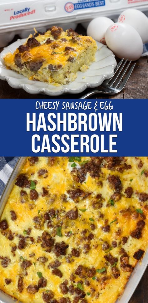 This Easy Hashbrown Casserole is a cheesy egg & sausage NO FAIL breakfast casserole that's the perfect brunch recipe! Easy Hashbrown Casserole, Breakfast Sausage Casserole, Easy Hashbrowns, Hashbrown Casserole Easy, Sausage Hashbrown Breakfast Casserole, Homestead Cooking, Cheesy Hashbrown, Hashbrown Breakfast, Egg Sausage