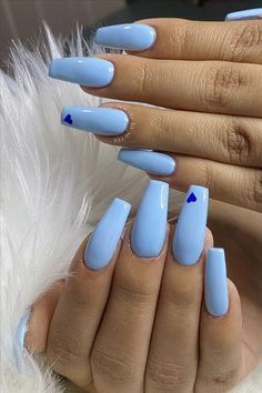 Short Coffin Nails Designs, May Nails, Spring Acrylic Nails, Blue Acrylic Nails, Nails Today, Edgy Nails, Simple Acrylic Nails, Blue Nail, Acrylic Nails Coffin Short