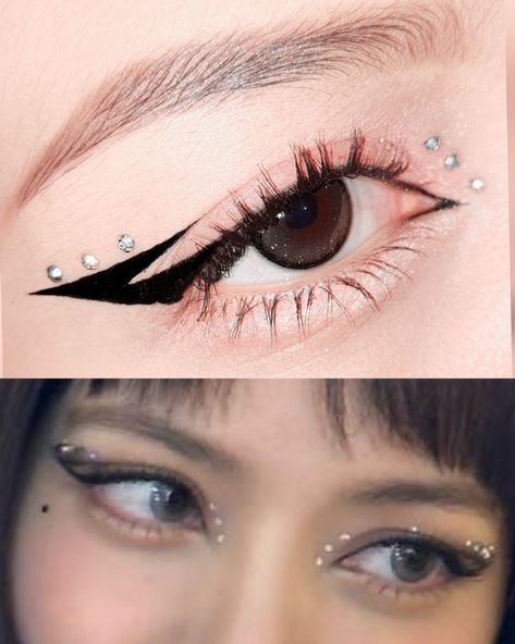 Inspired by Lisa's eyeliner Blackpink Lalisa Eye Makeup, Blackpink Makeup Concert, Blackpink Eyeliner, Lisa Blackpink Makeup Look, Lisa Eye Makeup, Blackpink Eye Makeup, Lisa Eyeliner, Blackpink Makeup Look, Lisa Blackpink Makeup