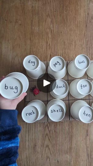 Mix the objects and cups around and you can play over and over again!  #phonicsfamily #phonics #learningtoread #reading #literacy #earlyyearsliteracy #learntoread #teach #teaching #teachingideas #educational #education #teachersfollowteachers | Phonics Family | OlexandrMusic · Cheerful Mood Language Literacy Activities Preschool, Phonics Games Eyfs, Rwi Phonics, Phonics Display, Multisensory Phonics, Multisensory Learning, Phonic Games, Phonetic Sounds, Literacy Activities Preschool