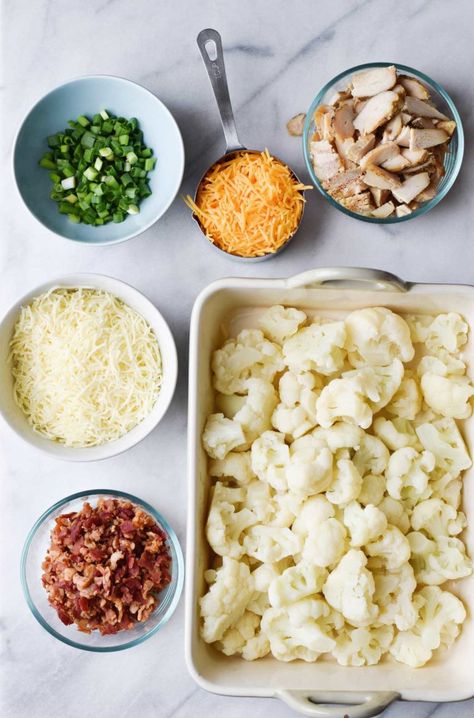 Loaded Cauliflower and Chicken Casserole Cauliflower Chicken, Loaded Cauliflower, 2b Mindset, Keto Foods, Green Onion, Cauliflower Recipes, Chicken Casserole, Low Carb Keto, Chicken Dishes