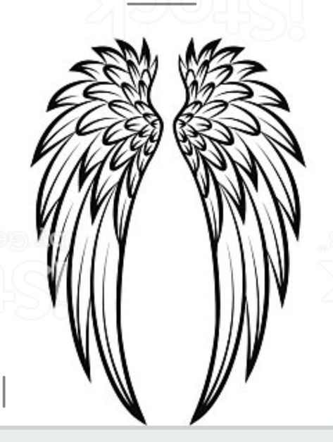 Angel Wing Stencil Templates, Angel Wings Coloring Pages, Angel Wing Patterns Free Printable, How To Draw Angel Wings Step By Step, Wing Pattern Design, Angel Wings Stencil, Angel Wings Tattoo Stencil, Wings Coloring Pages, Beautiful Spine Tattoos