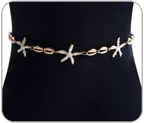 Amazon.com: ANGLEQUEEN Mermaids Starfish Pearl Waist Chain Belt for Women Mermaids Gold Starfish Shell Belly Waterproof Body Chain(style2) : Clothing, Shoes & Jewelry Pearl Belts, Pearl Waist Chain, Belly Belt, Waist Chain Belt, Belt For Women, Fame Dr, Waist Chain, Chain Belt, Belts For Women