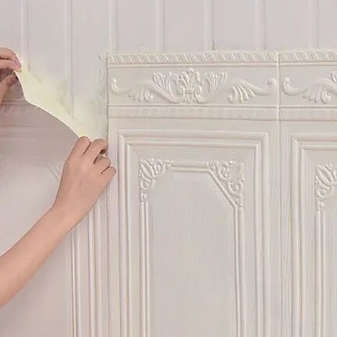 Classic Wall Access Panel Peel and Stick 3D Embossed Wall Ceiling for Living Room Ceiling For Living Room, Paintable Textured Wallpaper, Wall Moulding Panels, Wood Molding Trim, Dining Room Library, Embossed Wall, Chateaux Interiors, Wall Appliques, Faux Walls