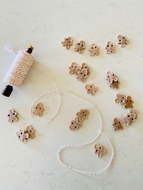 Salt Dough Gingerbread Man Garland - Little Cottage on the Coast Salt Dough Gingerbread Garland, Gingerbread Themed Christmas Decor, Gingerbread Themed Christmas, Gingerbread Salt Dough, Gingerbread Man Garland, Themed Christmas Decor, Simple Garland, Gingerbread Man Decorations, Salt Dough Recipe