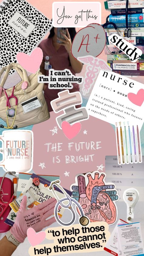 Nursing student life Nursing Students Wallpaper, Nursing Wallpaper, Nursing School Inspiration, Nursing Goals, Nursing Motivation, Nursing School Essential, Nursing School Motivation, Medical School Life, Nurse Study Notes