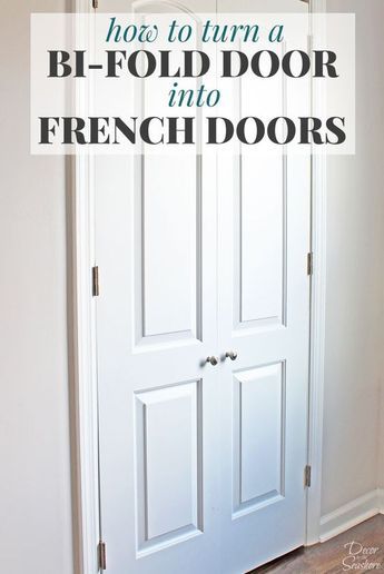 Turn your bi-fold door into French doors with this easy tutorial! It shows you exactly how to create your own custom closet with beautiful DIY French doors. This budget-friendly closet makeover will have a huge impact on your home! | decorbytheseashore.co Diy French Doors, French Door Decor, Diy Kast, Bifold Doors Makeover, Folding Closet Doors, Diy Closet Doors, Bedroom Closet Doors, Door Makeover Diy, Closet Door Makeover