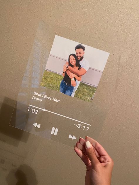 Couples album cover trend from tik tok custom made using a cricut. Stickers last a long time and this can be customized for any person. Song Wall Decor, Song Frame, Music Frame, Cricut Stickers, Music Plaque, Sound Track, Birthday Gifts For Boyfriend Diy, Plexi Glass, Diy Birthday Gifts For Friends