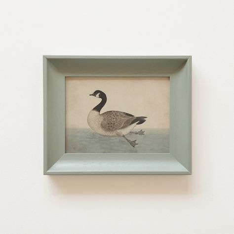 Hand painted and framed by professionals - our frames can be painted in any @farrowandball @littlegreenepaintcompany @mylands_london or @paintandpaperlibrary paint shade of your choosing. With a huge selection of vintage art, including nursery art, we can help create the perfect finishing touch for any room. Shown here in “Pigeon” by @farrowandball - this size is £59, which includes the print, glass glazing and postage. #farmhousedecor #farmhousestyle #farmhousekitchen #farmhousechic #cottage... Cottage Core Living Rooms, Goose Art, Suits Vintage, Grand Millennial Decor, Cottagecore Living, Paint And Paper Library, Canadian Goose, Farrow And Ball Paint, Vintage Nursery